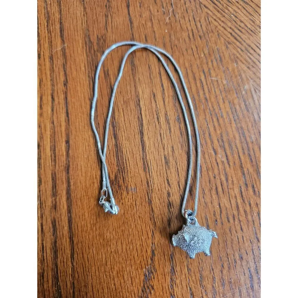 Crystal Gem Cute 3D Pig Necklace, Piggy‎ Lover Charm Piglet Pendant Silver